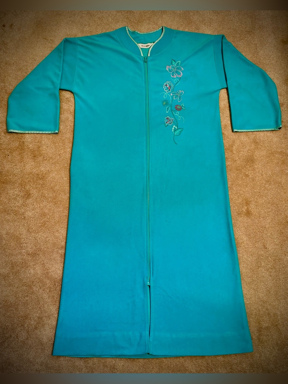 (#216) Vintage Women's Shadowline Front-Zip Fleece Housecoat